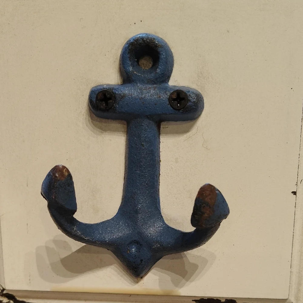Coastal Anchor Wall Hooks - Cream with Blue, Red, Turquoise Anchors
